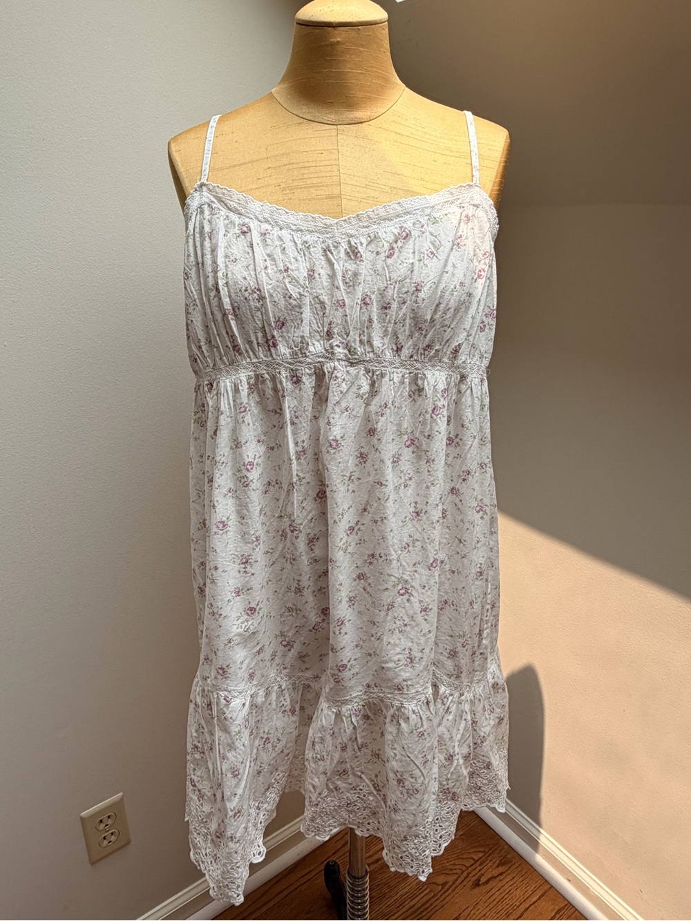 Rachel Ashwell Floral Ditsy Nightgown 100% Cotton Lace